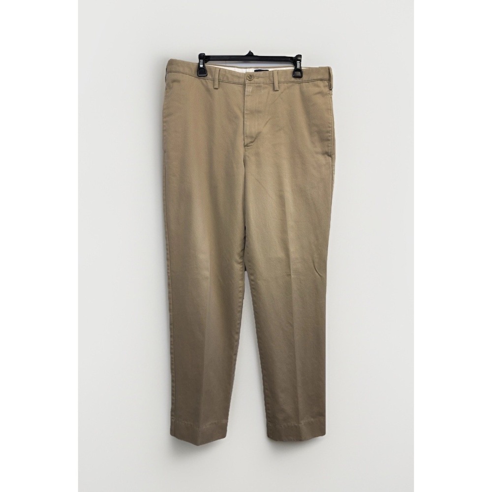 Lands' End Men's Pants 36X35 Khaki Twill Traditional Fit No Iron Cotton